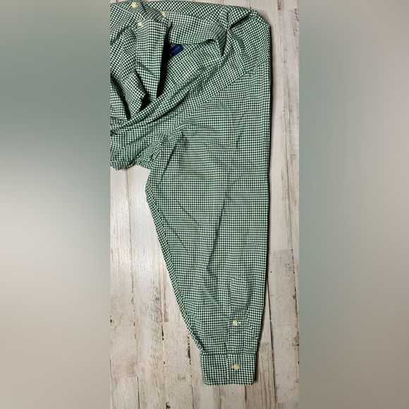 Polo Ralph Lauren Shirt Men's 4XB Green Solid Cotton Dress Casual - Picture 9 of 12